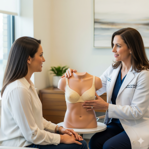 A surgeon at Renew U Clinic planning for the best breast lift in Noida.