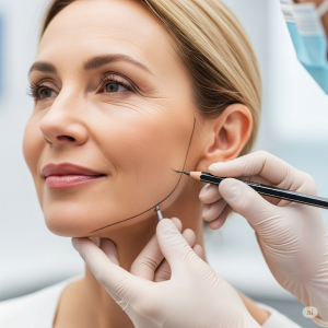A patient consulting with the best facelift surgeon in Noida at the Renew U Clinic.