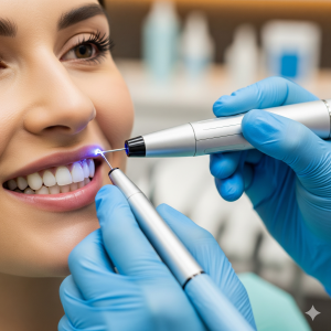 A patient receiving the best gummy smile correction in Noida using advanced laser technology at Renew U Clinic.