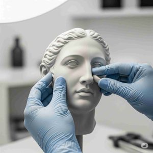 An expert surgeon demonstrates premier **surgical procedures in Noida** by artistically sculpting a face at Renew U Clinic.